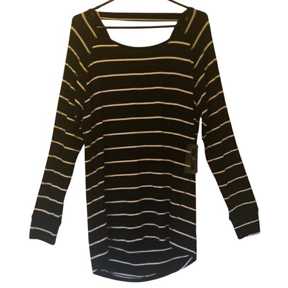 NWT black/white striped tunic sz M - Picture 1 of 7